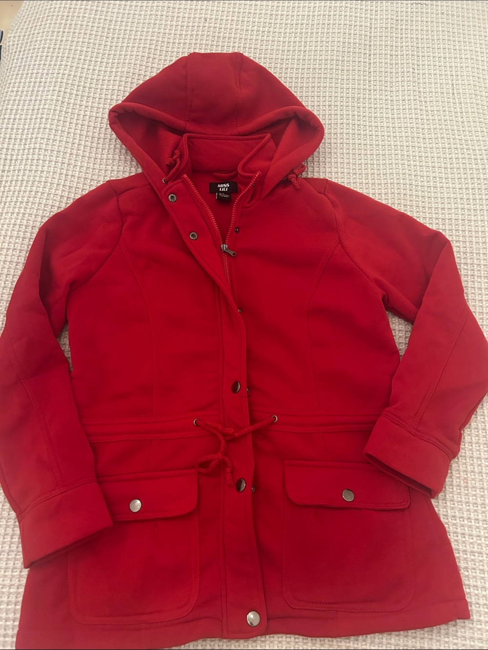 Miss Lili Red Hooded Drawstring Utility Jacket